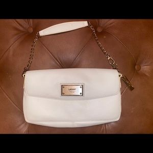 DKNY White Shoulder Baguette Purse